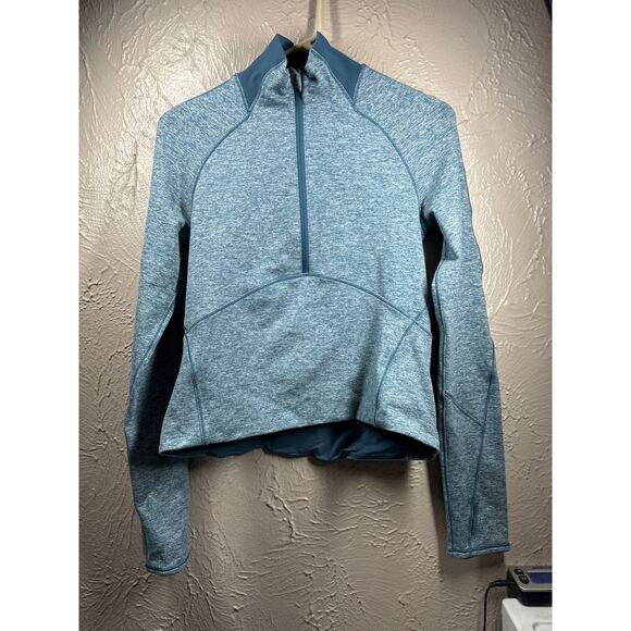 Lululemon Always Alert Half Zip Heathered Petrol Blue Jacket Womens Size 6 - Picture 1 of 6